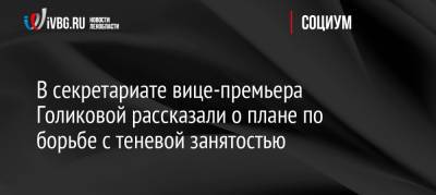 В секретариате вице-премьера Голиковой рассказали о плане по борьбе с теневой занятостью