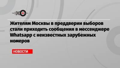Жителям Москвы в преддверии выборов стали приходить сообщения в мессенджере Whatsapp с неизвестных зарубежных номеров