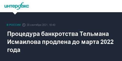 Процедура банкротства Тельмана Исмаилова продлена до марта 2022 года