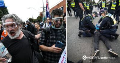 Мельбурн митинг против локдауна - задержания, пострадали полицейские - фото и видео