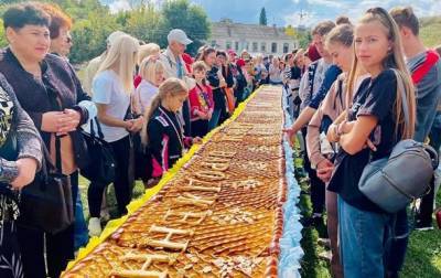 В Черкассах испекли рекордно длинный яблочный пирог