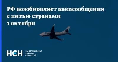 РФ возобновляет авиасообщения с пятью странами 1 октября