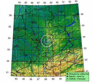 В Кузбассе в полдень произошло землетрясение магнитудой 3,1