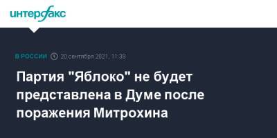 Партия "Яблоко" не будет представлена в Думе после поражения Митрохина