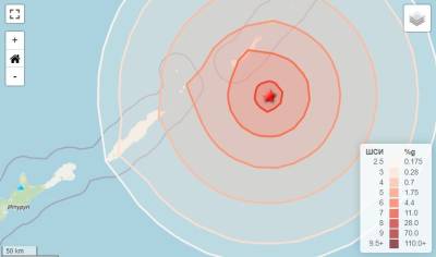 На Южных Курилах произошло землетрясение магнитудой 6