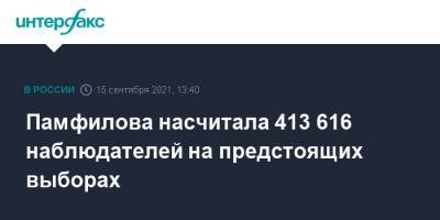 Памфилова насчитала 413 616 наблюдателей на предстоящих выборах