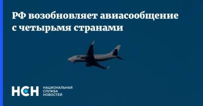 РФ возобновляет авиасообщение с четырьмя странами
