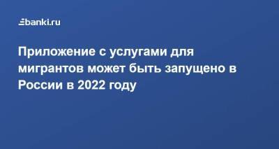 Приложение с услугами для мигрантов может быть запущено в России в 2022 году