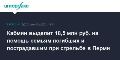 Кабмин выделит 18,5 млн руб. на помощь семьям погибших и пострадавшим при стрельбе в Перми