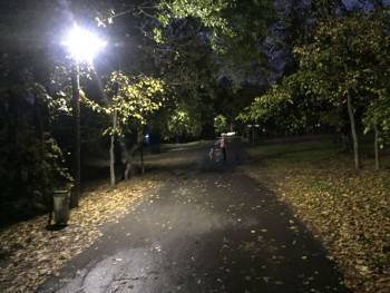 В парке Ветеранов появилось освещение на центральной аллее