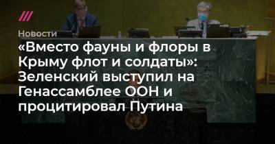 «Вместо фауны и флоры в Крыму флот и солдаты»: Зеленский выступил на Генассамблее ООН и процитировал Путина