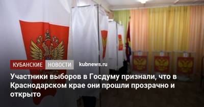 Участники выборов в Госдуму признали, что в Краснодарском крае они прошли прозрачно и открыто