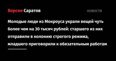 Молодые люди из Мокроуса украли вещей чуть более чем на 30 тысяч рублей: старшего из них отправили в колонию строгого режима, младшего приговорили к обязательным работам