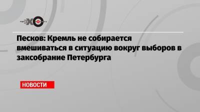 Песков: Кремль не собирается вмешиваться в ситуацию вокруг выборов в заксобрание Петербурга