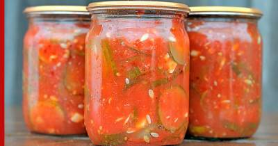 Консервированные в томатном соусе огурцы: простой рецепт заготовки на зиму