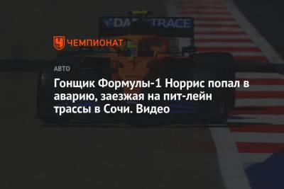 Гонщик Формулы-1 Норрис попал в аварию, заезжая на пит-лейн трассы в Сочи. Видео