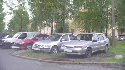 С конца июня за парковку на газонах петербуржцев оштрафовали на 2,7 млн рублей
