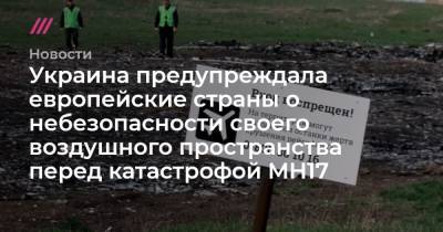 Украина предупреждала европейские страны о небезопасности своего воздушного пространства перед катастрофой MH17