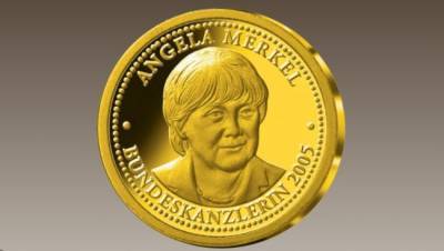 Культ личности Меркель: в Германии отчеканили золотую монету с изображением «Мутти»