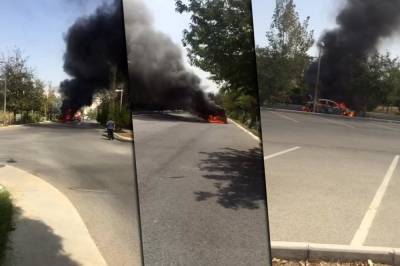 У ТЦ «Пайтагт» в Ашхабаде сгорел автомобиль (видео)