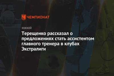 Терещенко рассказал о предложениях стать ассистентом главного тренера в клубах Экстралиги