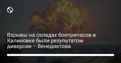 Взрывы на складах боеприпасов в Калиновке были результатом диверсии – Венедиктова