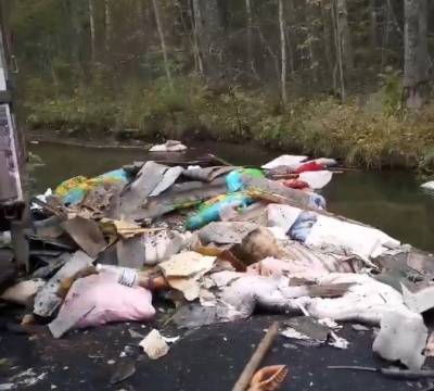В Ломоносовском районе ищут водителя «Камаза», сбросившего в реку гору мусора