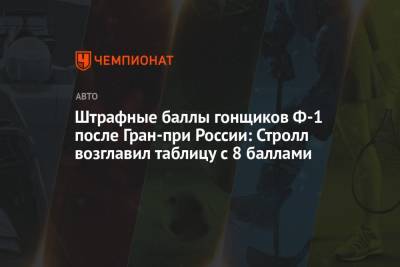 Штрафные баллы гонщиков Ф-1 после Гран-при России: Стролл возглавил таблицу с 8 баллами