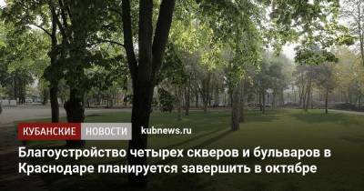 Благоустройство четырех скверов и бульваров в Краснодаре планируется завершить в октябре