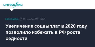Увеличение соцвыплат в 2020 году позволило избежать в РФ роста бедности