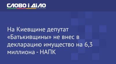 На Киевщине депутат «Батькивщины» не внес в декларацию имущество на 6,3 миллиона - НАПК