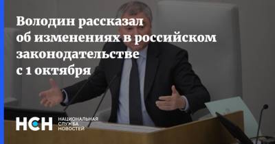 Володин рассказал об изменениях в российском законодательстве с 1 октября