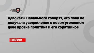 Адвокаты Навального говорят, что пока не получали уведомление о новом уголовном деле против политика и его соратников