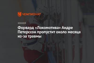 Форвард «Локомотива» Андре Петерссон пропустит около месяца из-за травмы