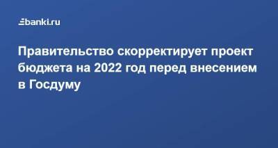 Правительство скорректирует проект бюджета на 2022 год перед внесением в Госдуму