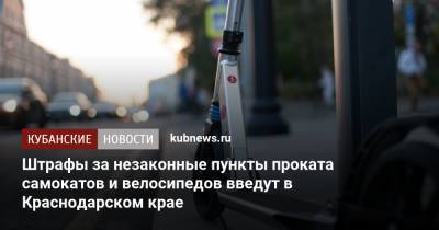 Штрафы за незаконные пункты проката самокатов и велосипедов введут в Краснодарском крае