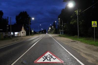 Освещение появилось на дороге в деревне Ершово Псковского района