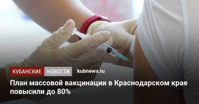 План массовой вакцинации в Краснодарском крае повысили до 80%