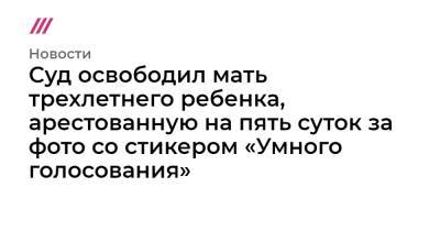 Суд освободил мать трехлетнего ребенка, арестованную на пять суток за фото со стикером «Умного голосования»