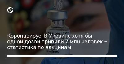 Коронавирус. В Украине хотя бы одной дозой привили 7 млн человек – статистика по вакцинам