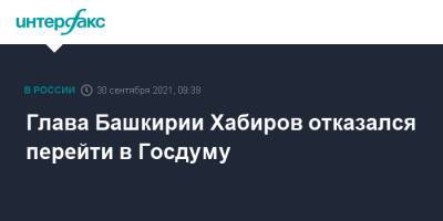 Глава Башкирии Хабиров отказался перейти в Госдуму
