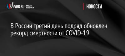 В России третий день подряд обновлен рекорд смертности от COVID-19