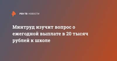 Минтруд изучит вопрос о ежегодной выплате в 20 тысяч рублей к школе
