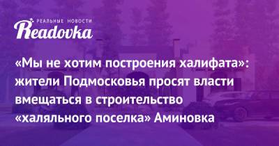 «Мы не хотим построения халифата»: жители Подмосковья просят власти вмещаться в строительство «халяльного поселка» Аминовка