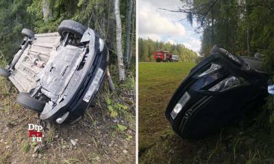 Машина опрокинулась на трассе в Карелии: на месте работали 13 спасателей