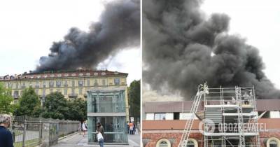 Пожар в Турине: горит историческое здание - есть пострадавшие, людей эвакуировали. Фото и видео