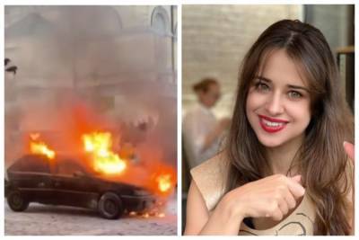 Экс-жена Дзидзьо Slavia оказалась в эпицентре жуткого ЧП в Киеве, огонь охватил автомобиль: кадры