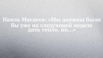Наиль Магдеев: «Мы должны были бы уже на следующей неделе дать тепло, но…»