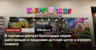 В торговых центрах Краснодара нашли работающие в пандемию детский центр и игровую комнату