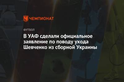 В УАФ сделали официальное заявление по поводу ухода Шевченко из сборной Украины